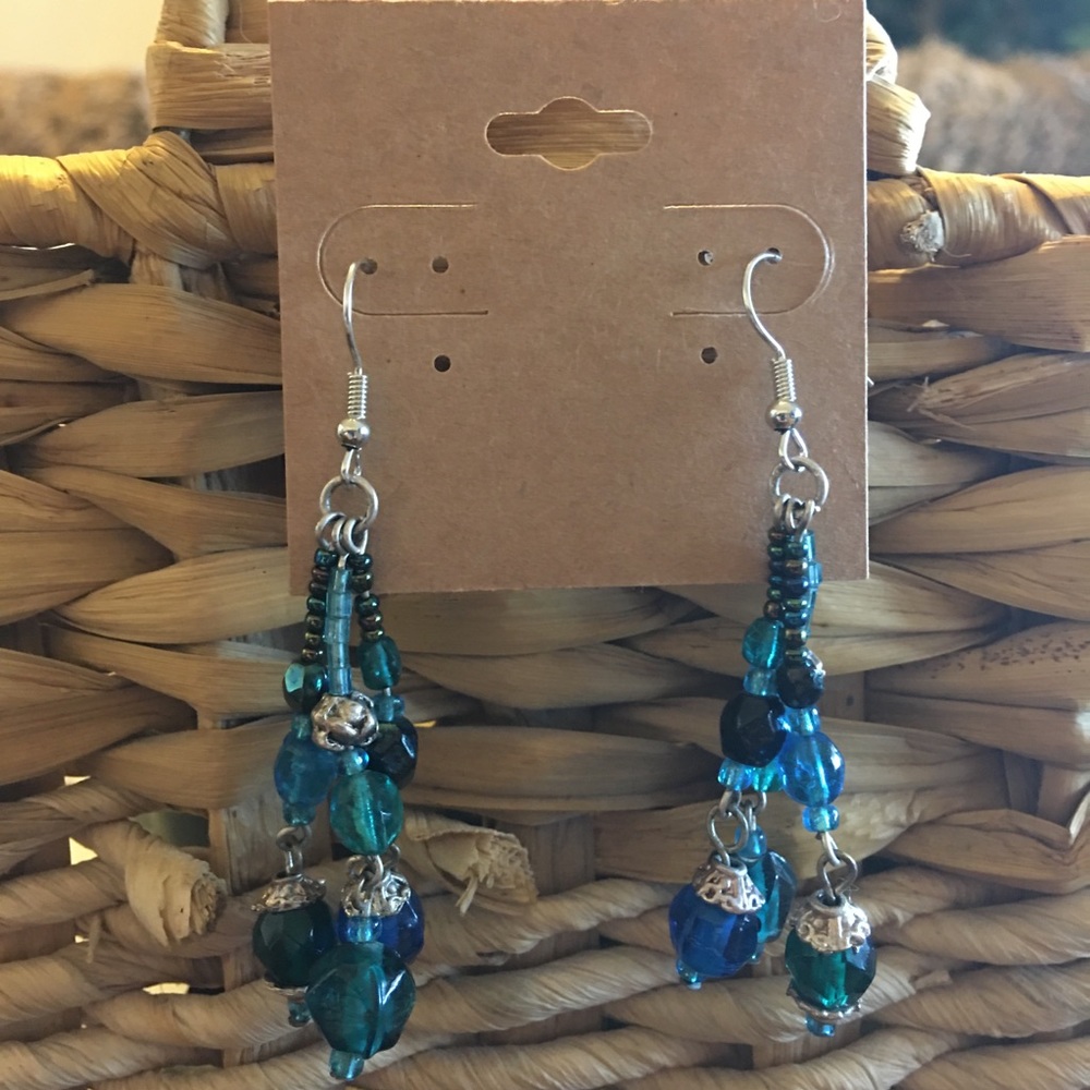 Bell capped glass bead dangle earrings